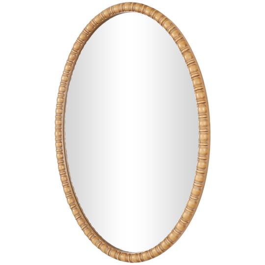 37" Brown Bohemian Framed Oval Wall Mirror